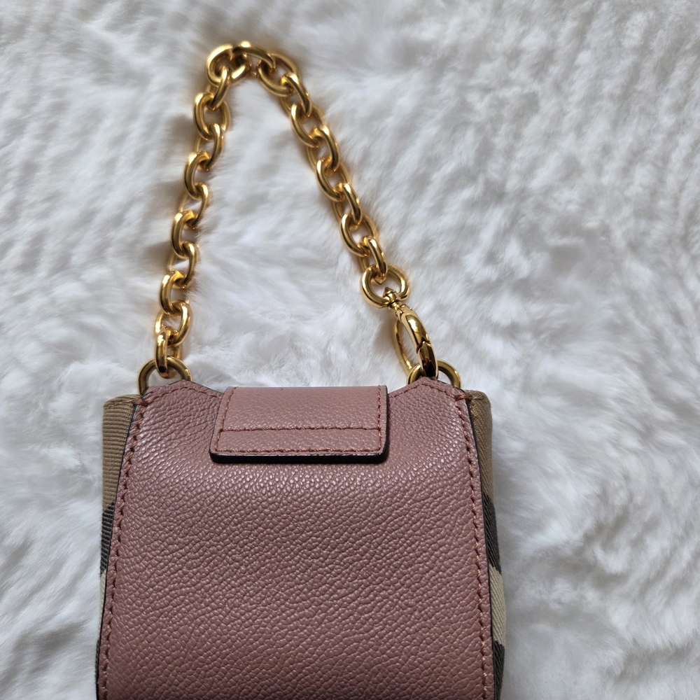 Burberry  Mini Bucket Tote Pink and Tan Bag with Gold Accents - Picture 13 of 16